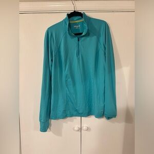 Lightweight quarter zip, pull over, light blue.